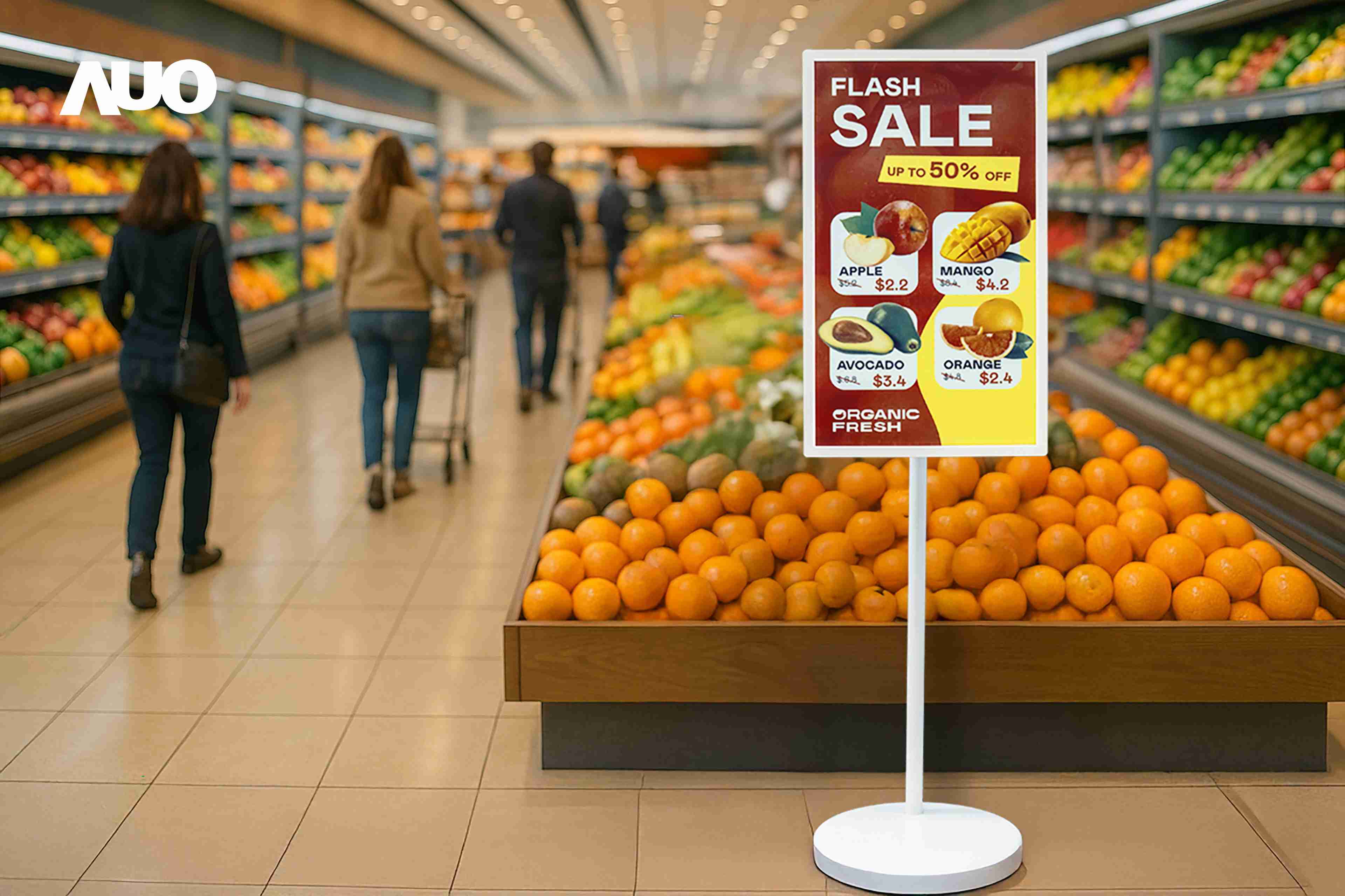 达擎首亮相低功耗、、全彩的〝aecoPost电子纸解决方案〞，，仅在更新画面时需要微量的电力驱动，，，无需布建电线的便捷设计，，使其可灵活应用、、、、随意置放，，，，并可透过云端或行动装置app，，轻松管理及排程广告内容，，，晋升店头营销利器。。。。